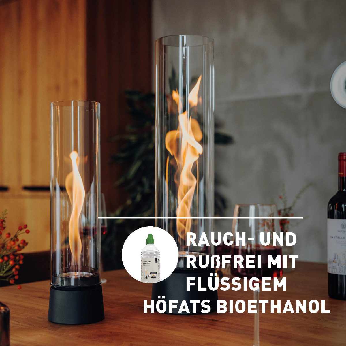 höfats Tischfeuer SPIN air (rauch- und rußfreier Tischkamin für Indoor und Outdoor), wärmende Feuersäule mit Flammenwirbel für Tischdeko – Bild 4 von 5