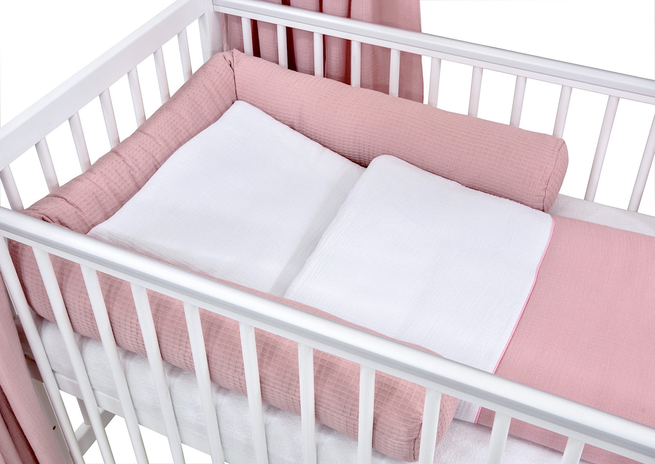 Baby-Delux Komplettbett Hausbett Babybett Komplettset Waffelpique Musselin, günstig online kaufen