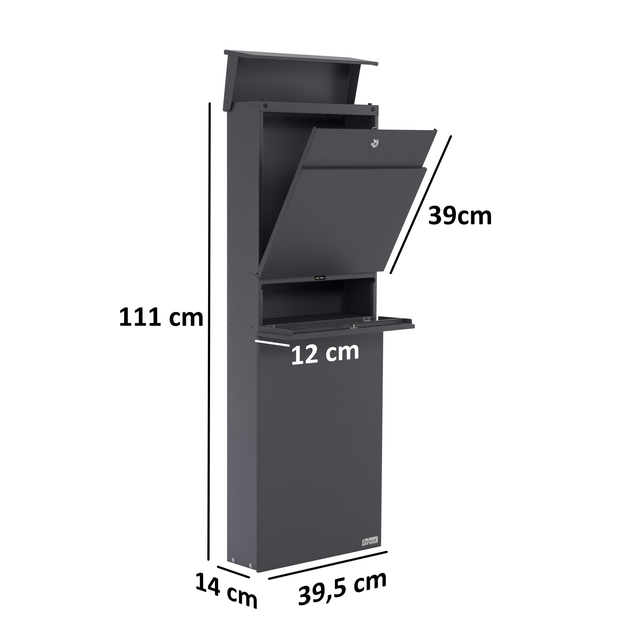 Zelsius Standbriefkasten Briefkasten mit Zeitungsfach, Standbriefkasten günstig online kaufen