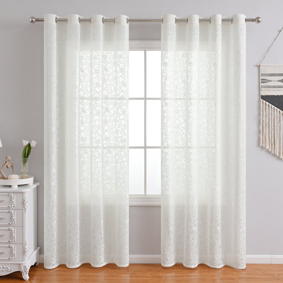 BYSURE Gardine (2 St), Ösen, halbtransparent, Kirschblüte Gardine günstig online kaufen