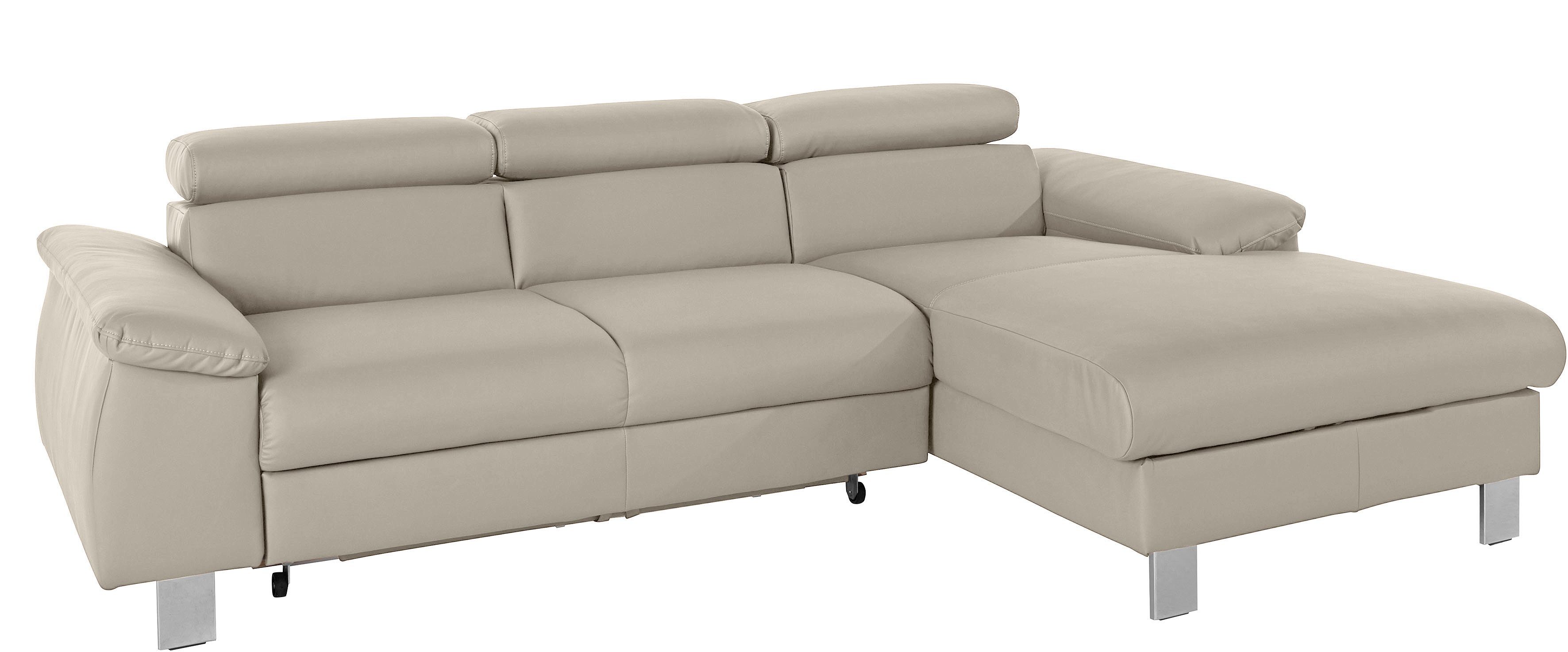 COTTA Ecksofa Komaris L-Form, B: 244 cm, mit Kopfteilverstellung, optional Bettfunktion, Bettkasten & Licht