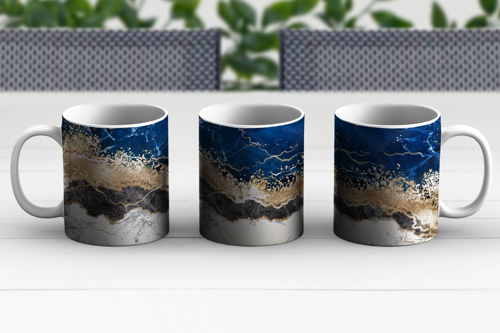 Weiß Geschenk Kaffeetassen, - Marmor Tasse MuchoWow - Keramik, Becher, Luxus, - Teetasse, Gold Teetasse,