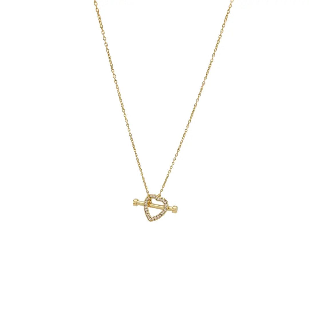 Kette mit Anhänger Halskette 925 Sterling Silber Herz Kette vergoldet Zirkonia Damen