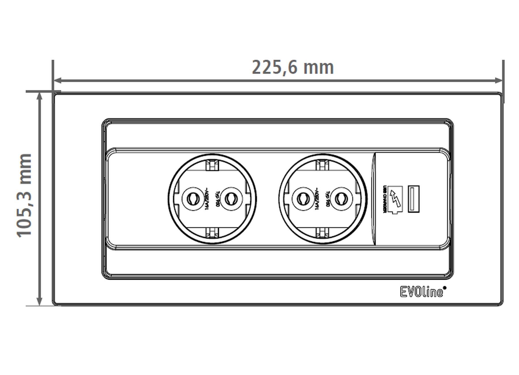 Evoline Einbausteckdose Küche EVOline BackFlip Küchensteckdos USB C versenkbar Einbau-Tischsteckdose 3-fach (USB-Anschluss, Schutzkontaktstecker)