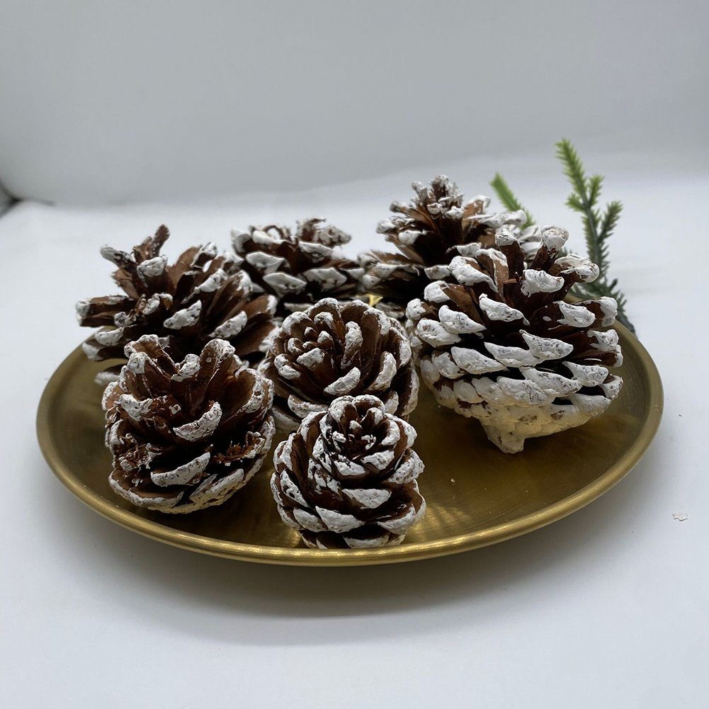 Trockenblume Weihnachtsbaum-Tannenzapfen-Dekoration, Weiß Gefärbte, Blusmart, 6cm Trockenblume