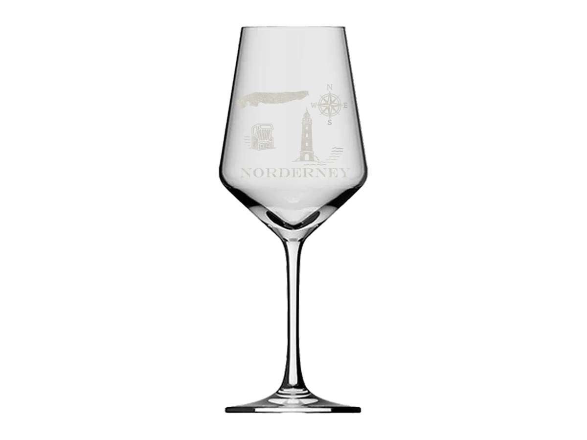 Valhalla Weinglas Insel Norderney mit eleganter Gravur 350 ml spülmaschinenfest, 1-tlg., Glas, Atemberaubende Darstellung