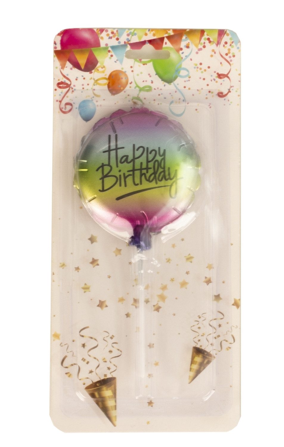 XiRRiX Geburtstagskerze Tortenkerze Ballon Happy Birthday Kuchendeko 13 cm (Kuchentopper, Tortenstecker), Tortendekoration Kerze in Regenbogenfarben