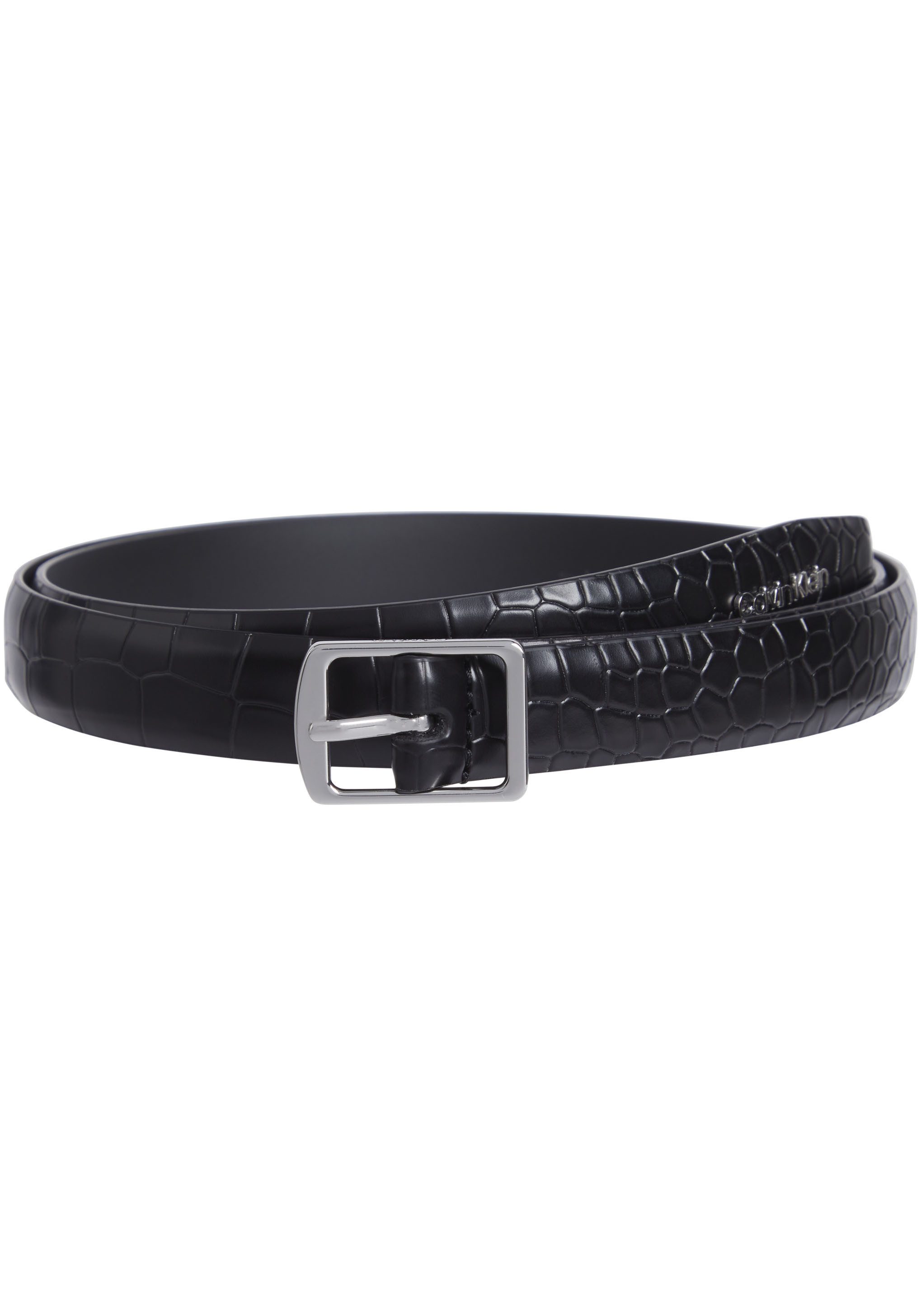 Calvin Klein Ledergürtel SLIM SQR BUCKLE BELT 2.0_CROCO mit Logoschriftzug