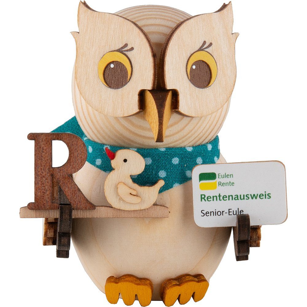 Kuhnert Dekofigur Mini-Eule mit Rentenausweis (7cm) von Drechslerei Kuhnert