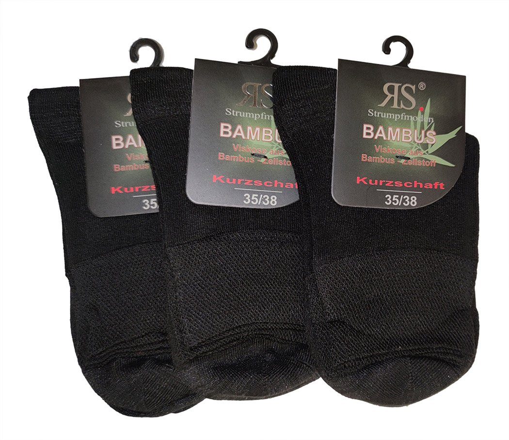 Riese Strümpfe Kurzsocken Unisex Kurzschaft-Socken BAMBUS (Spar-Pack, 3-Paar) aus Bambus Viskose Schwarz