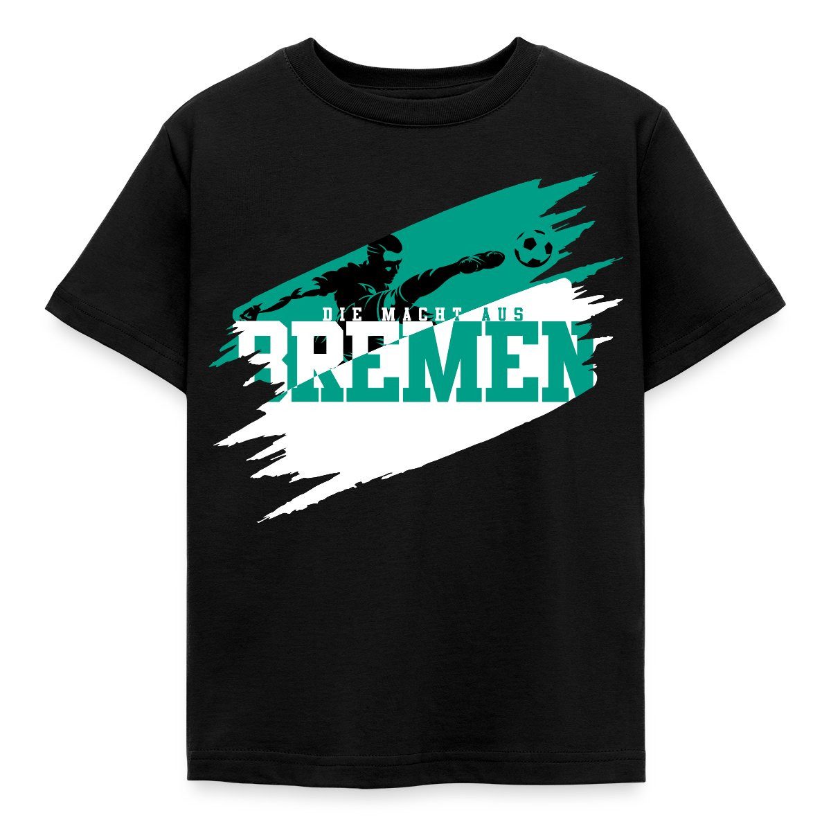 T-Shirt Die Macht Aus Bremen Grün-Weiß Fußball Fan Kinder T-Shirt