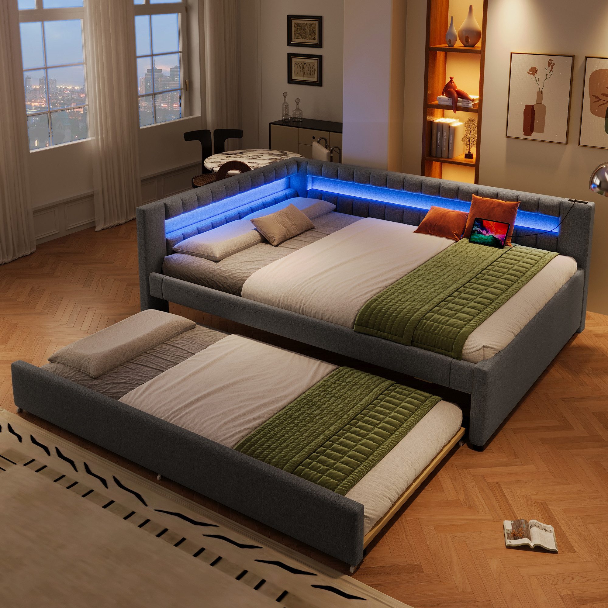 Flieks Daybett, LED Polsterbett 140x200cm mit günstig online kaufen