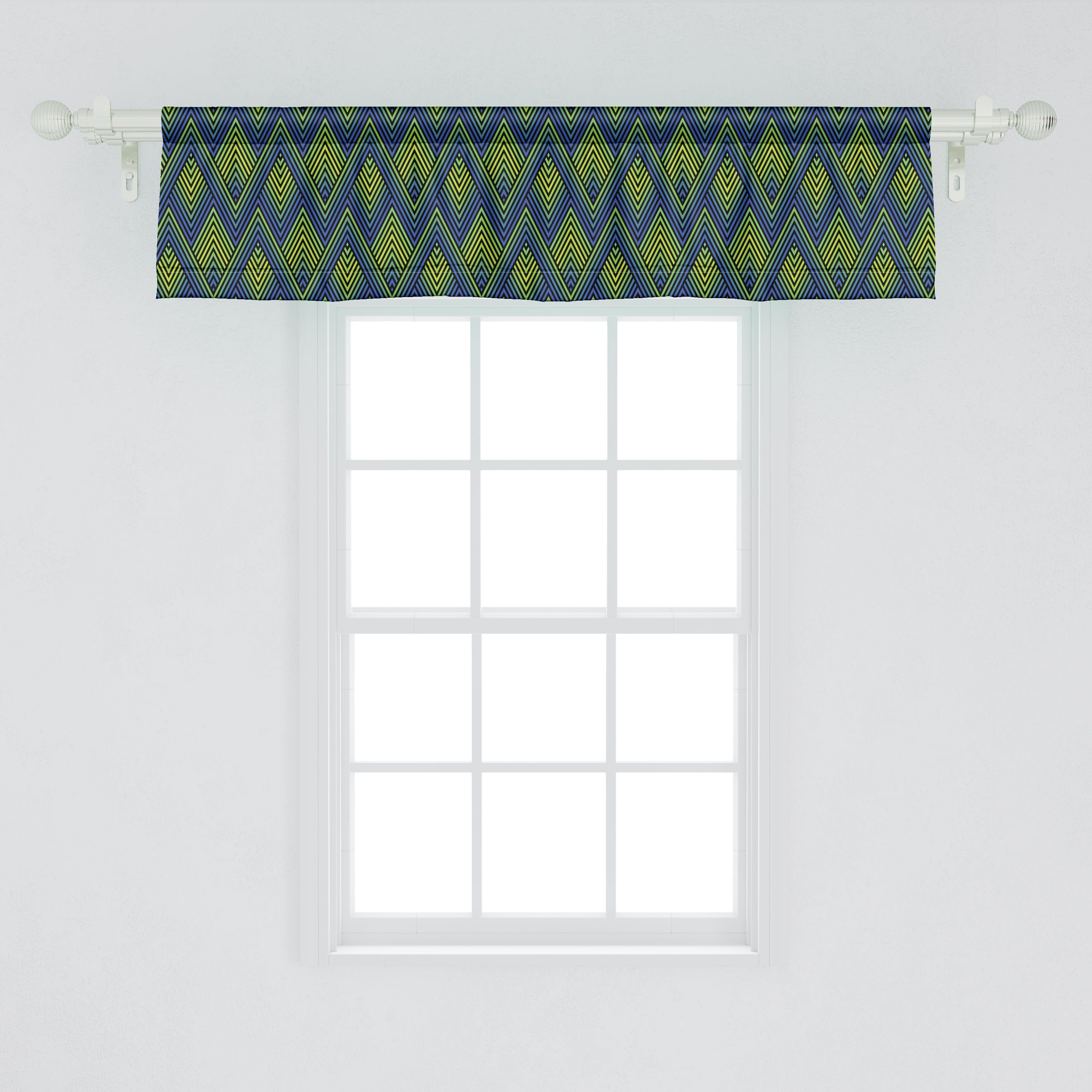 Dekor Vibrant Welle Scheibengardine Volant Schlafzimmer Vorhang Abakuhaus, mit Kunst Microfaser, Zigzags für Küche Stangentasche, Abstrakte