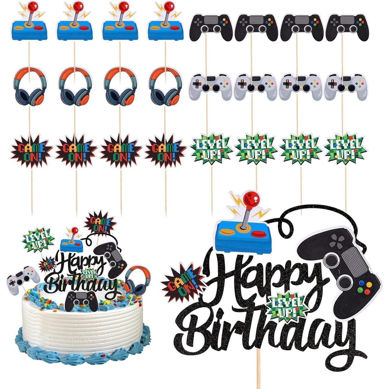 Sticker Tortendeko 25 Stück Gaming Cupcake Spielkonsolen Geburtstag Videospiel