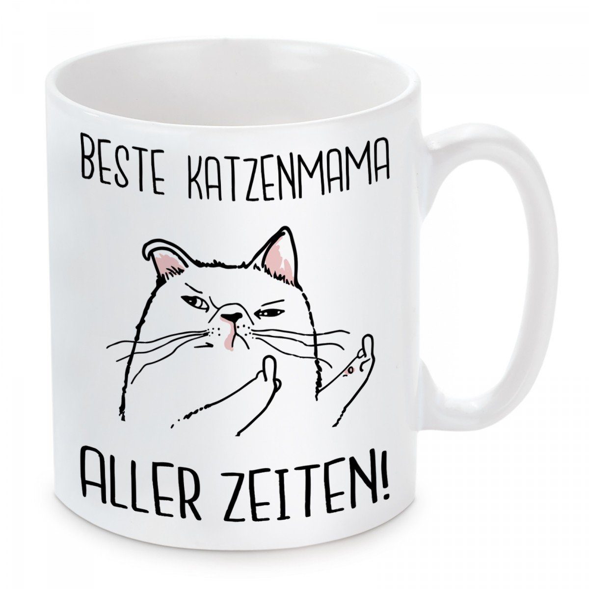 Herzbotschaft Tasse Kaffeebecher mit Beste mikrowellengeeignet Zeiten!, Katzenmama Motiv spülmaschinenfest Keramik, und aller Kaffeetasse