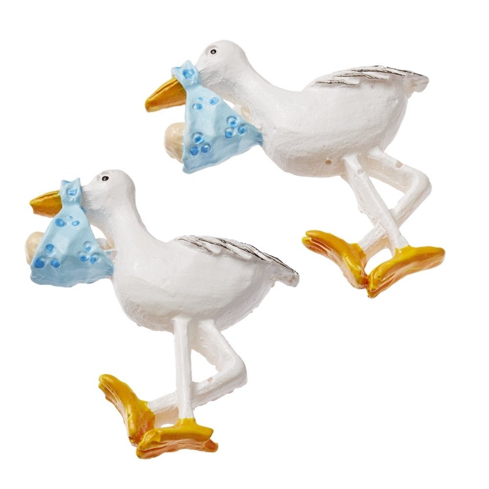 HobbyFun Dekofigur Polyresinfigur, Storch, ca. 4cm, mit Klebepunkt, 3 Blau