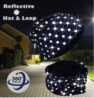 HECKBO Beanie 360° Reflektor Kinder Mütze & Loop Schal Set - reflektierende Punkte