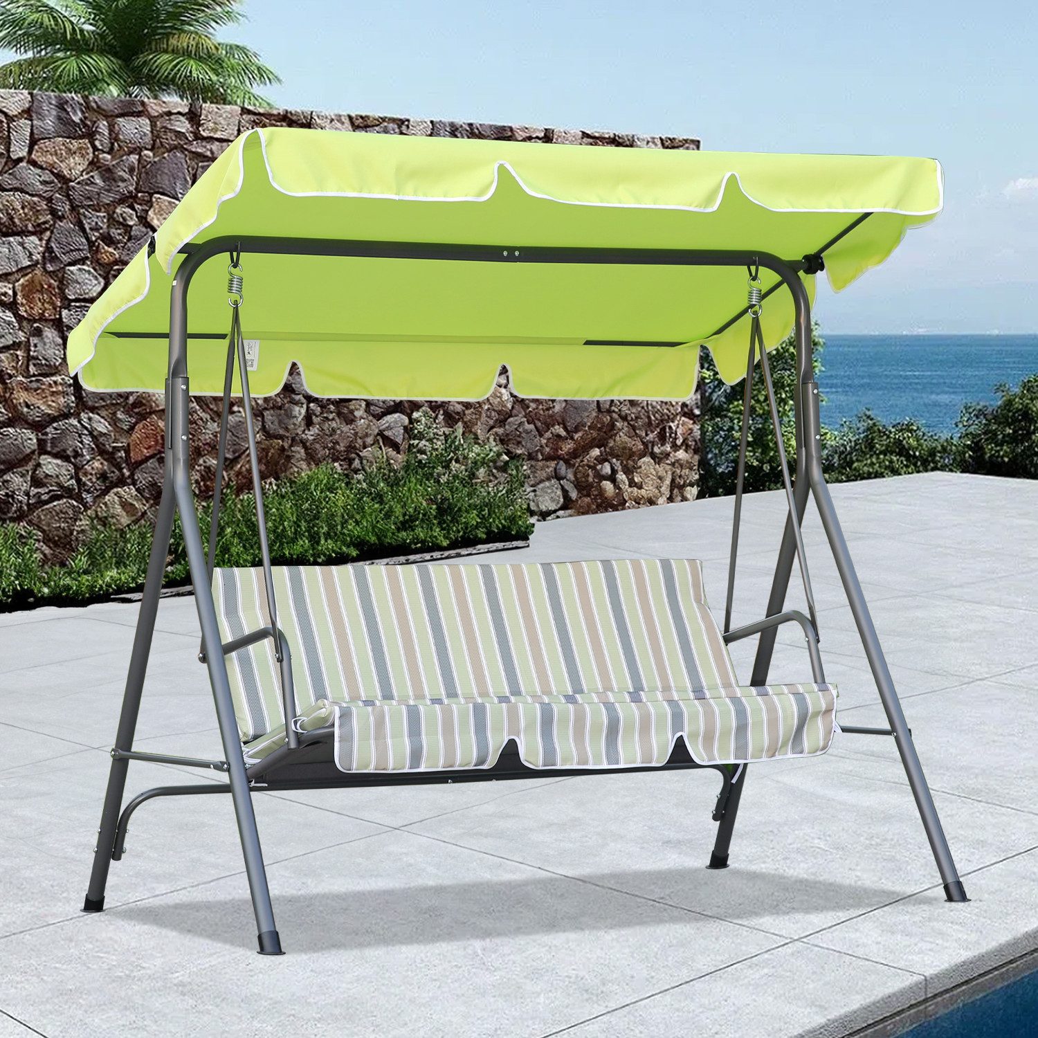 Angel Living Hollywoodschaukel 3-Sitzer Hollywoodschaukel Gartenschaukel mit neigbarem Sonnendach, 3-Sitzer, Aluminium Schaukelbank mit wetterfesten Polstern