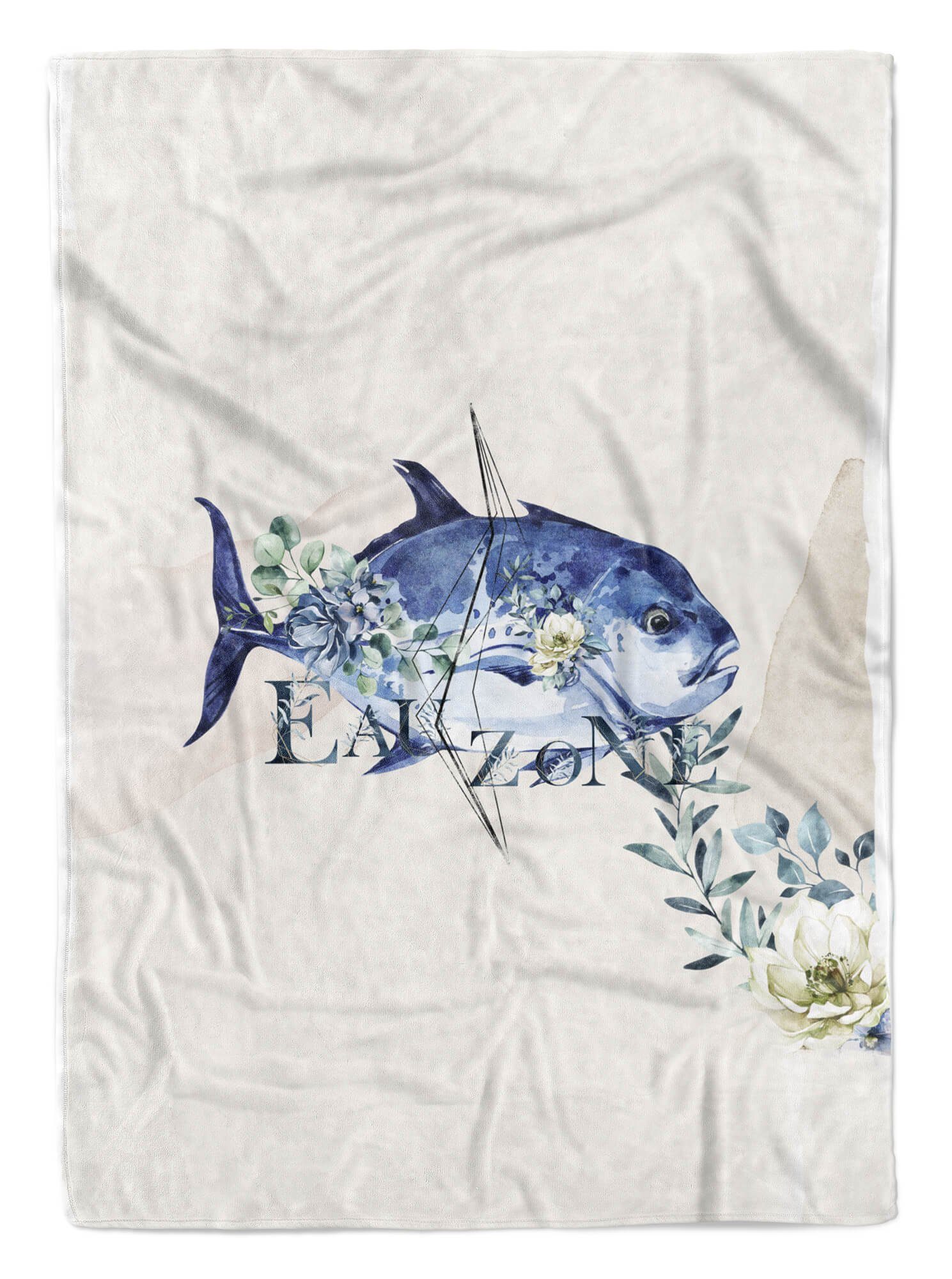 Sinus Art Handtücher Handtuch Strandhandtuch Blumen Fisch Kuscheldecke Ozean Handtuch Kunstvoll (1-St), Baumwolle-Polyester-Mix Saunatuch Motiv