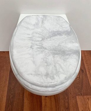 ADOB WC-Sitz Eleganza Marmor, hohe Belastbarkeit bis 250 Kg, verstellbare Edelstahlscharniere