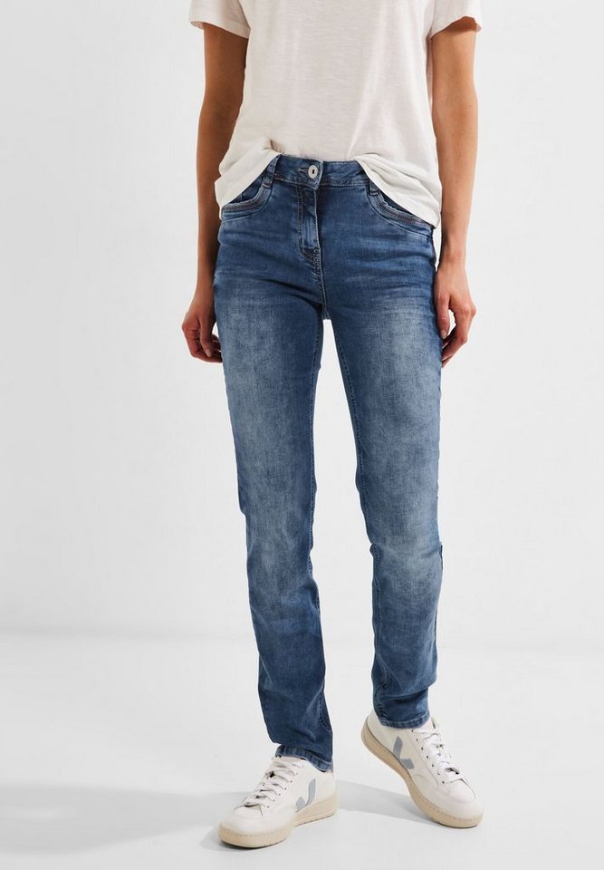 Cecil Slim-fit-Jeans Cecil Slim Fit Jeans in Mid Blue Wash 30er Länge (1-tlg)  Nicht Vorhanden
