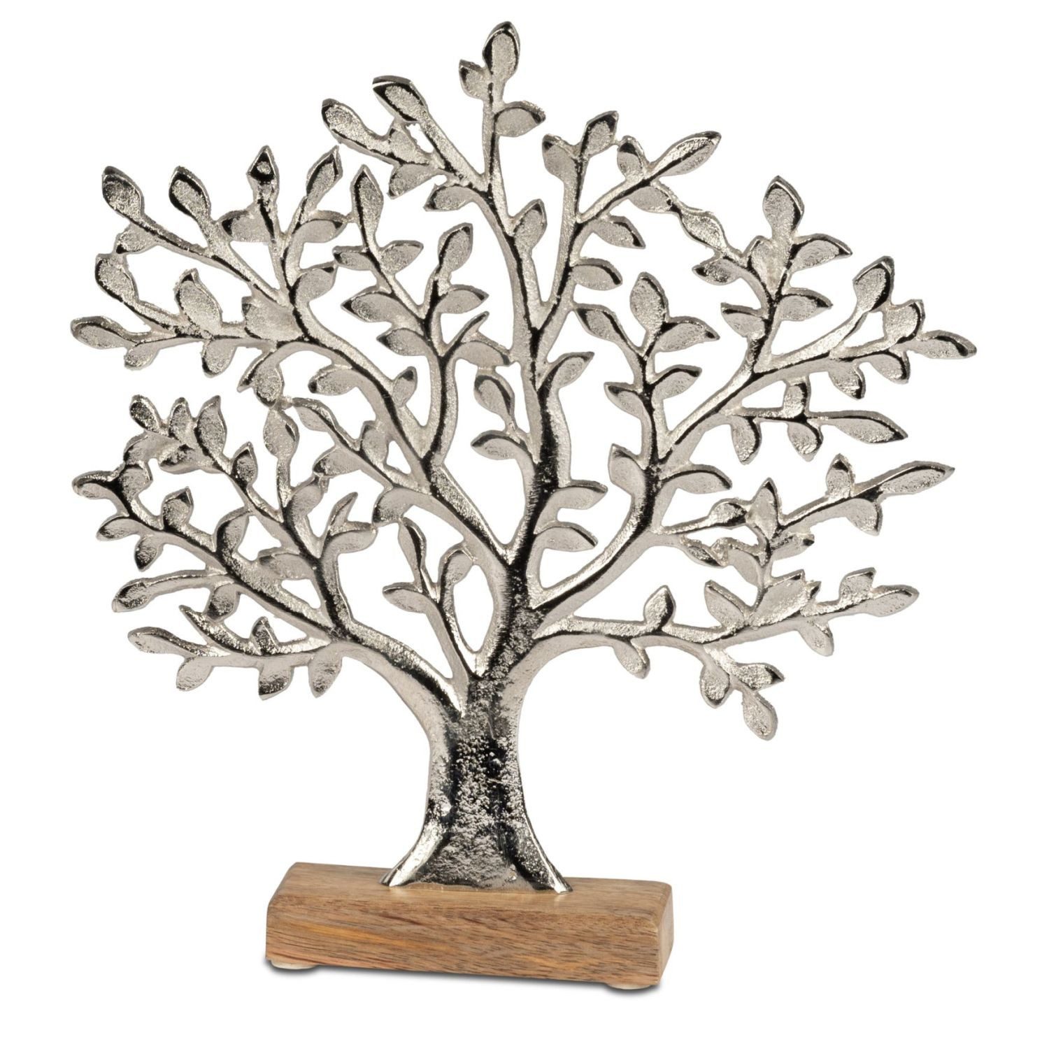 formano Skulptur Alu Mangoholz, auf Sockel, Silber, Baum, H: 32cm
