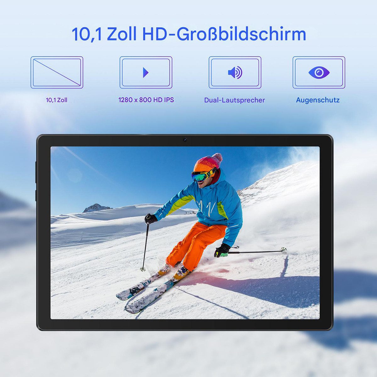 Happybe 10 Zoll, 64GB, Android 15/16, mit Tastatur Hülle Set, WiFi 6, BT 5.4 Tablet (10,1", 64 GB, Android 15, WiFi, Octa-Core, WiFi 6, HD 1280x800, 5000mAh Akku)