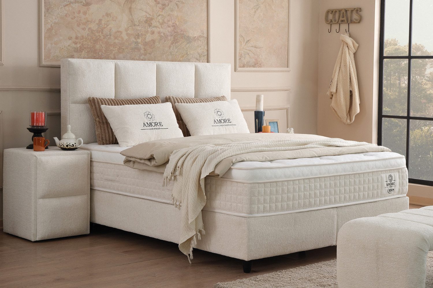 Pointhome Boxspringbett mit Matratze & Stauraum, Bett mit Bettkasten H3 (Boxspringbett 140 x 200 cm), 1 x H3 Mittelfest Matratze, 2 x Bettkasten, 1 x Bettkopfteil
