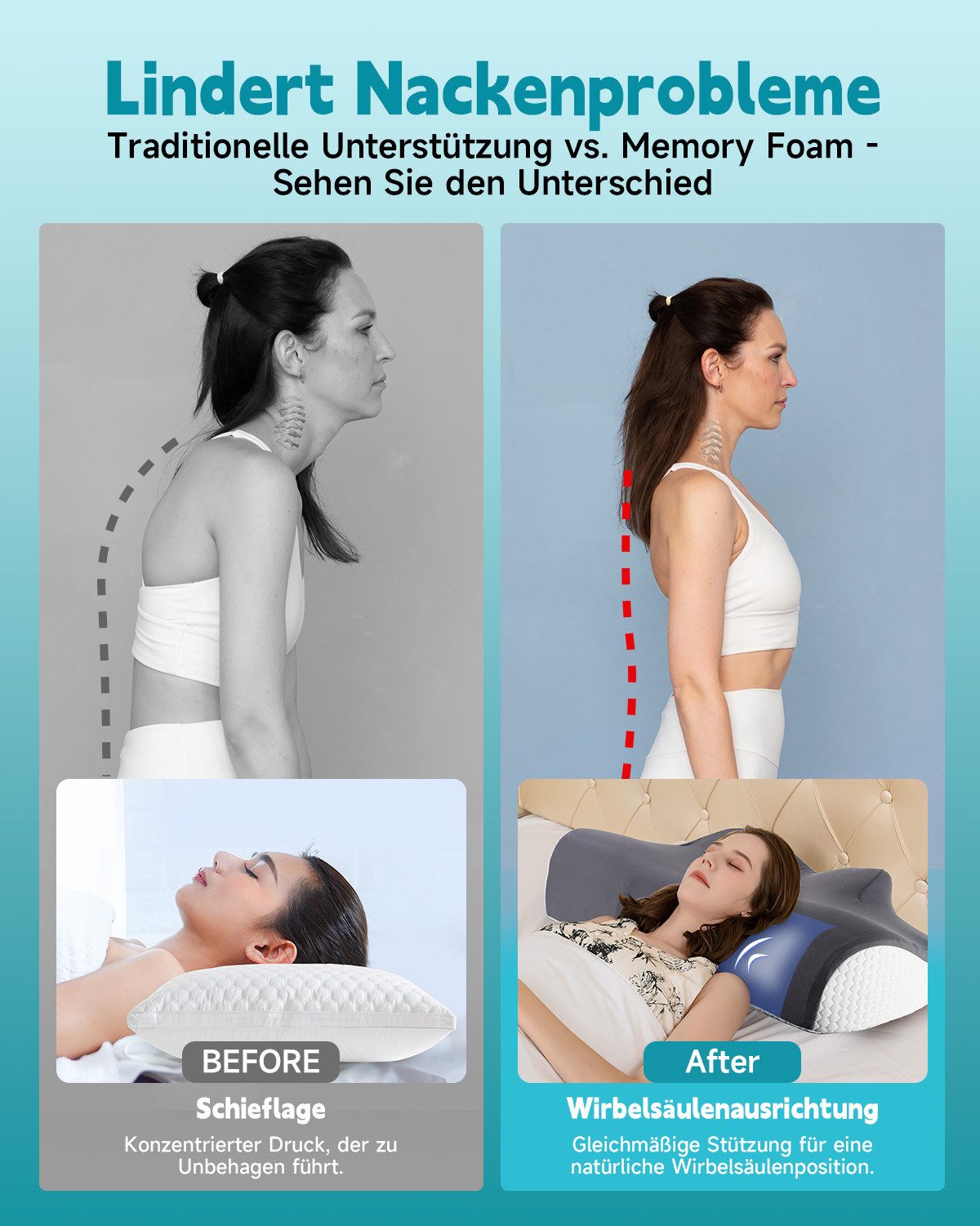 Esun Kopfkissen Nackenkissen, Kopfkissen Memory Foam, Füllung: Rückstellsch günstig online kaufen