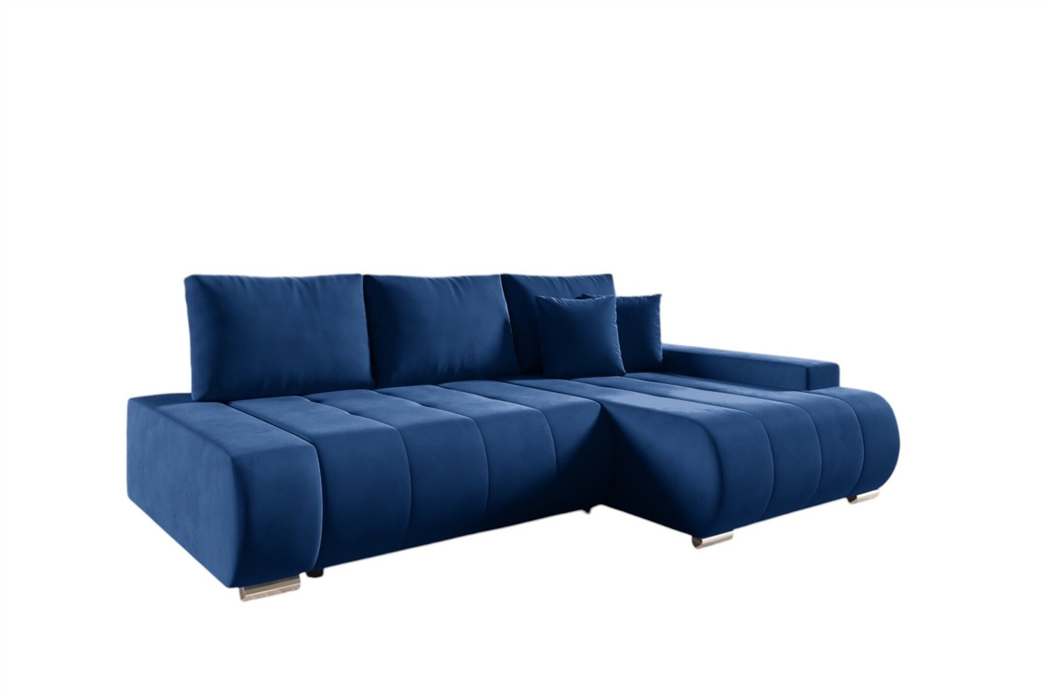 Fun Möbel Ecksofa Schlafsofa Sofa FUN DARIO in Velourstoff Monolith, Ottomane Links oder Rechts, Rundumbezug