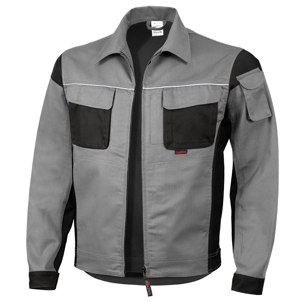 Qualitex Workwear Arbeitsjacke strapazierfähige PROfessionals Arbeitsjacke - faserverstätkt MG 245 g (1-St) Werkstattjacke mit 15 Taschen - pflegeleicht Werkstattjacke - Waschbar
