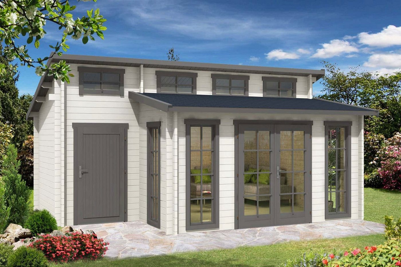 Thumbnail - Alpholz Gartenhaus Lausitz ISO mit Anbau, BxT: 590x477 cm