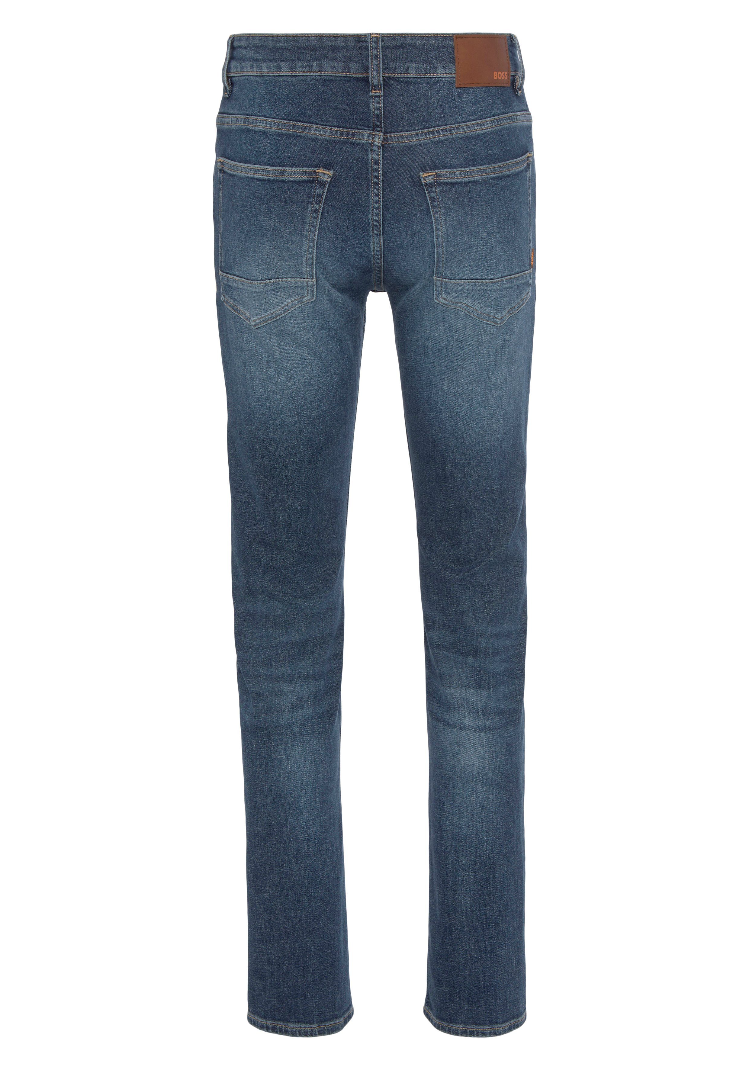 Slim-fit-Jeans mit Leder-Markenlabel hinteren Delaware BC-L-C BOSS am Bundabschluss ORANGE