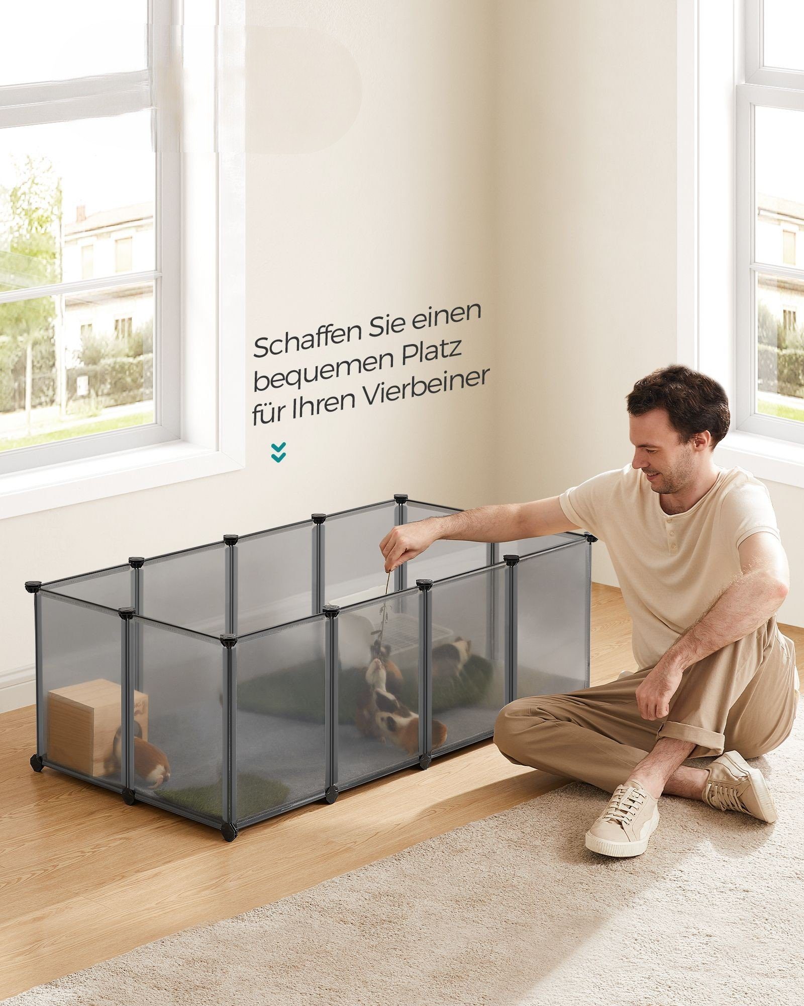 SONGMICS Kleintierkäfig, L-XXL, Freigehege, mit Bodenplatten, 20 Platten, D günstig online kaufen