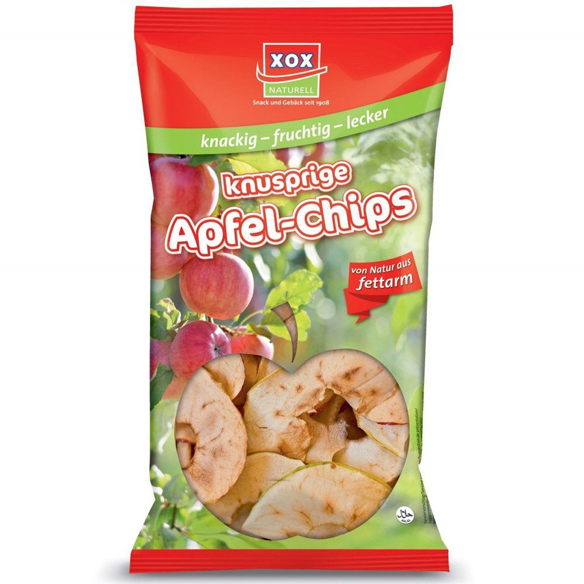 XOX Knabberei, XOX Apfel Chips Getrocknete Apfelscheiben aus Jonathan Äpfeln 100g