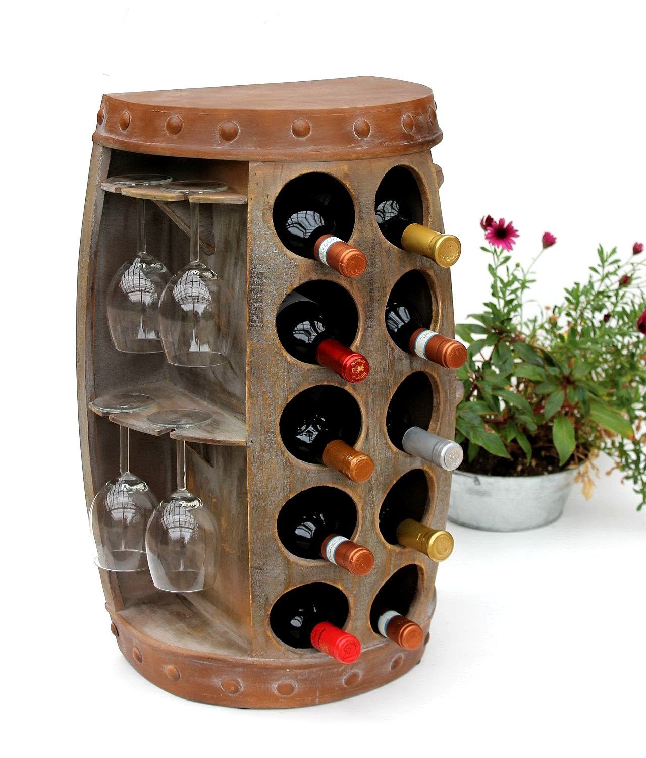 Weinregal Weinfass 1547 Beistelltisch Schrank Fass aus Holz 65cm Weinbar