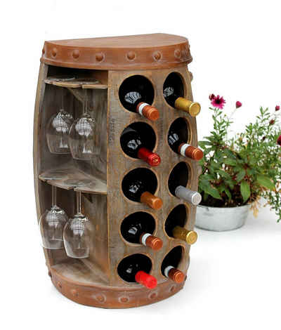DanDiBo Weinregal »Weinregal Weinfass 1547 Beistelltisch Schrank Fass aus Holz 65cm Weinbar Bar Wandtisch Flaschenregal«