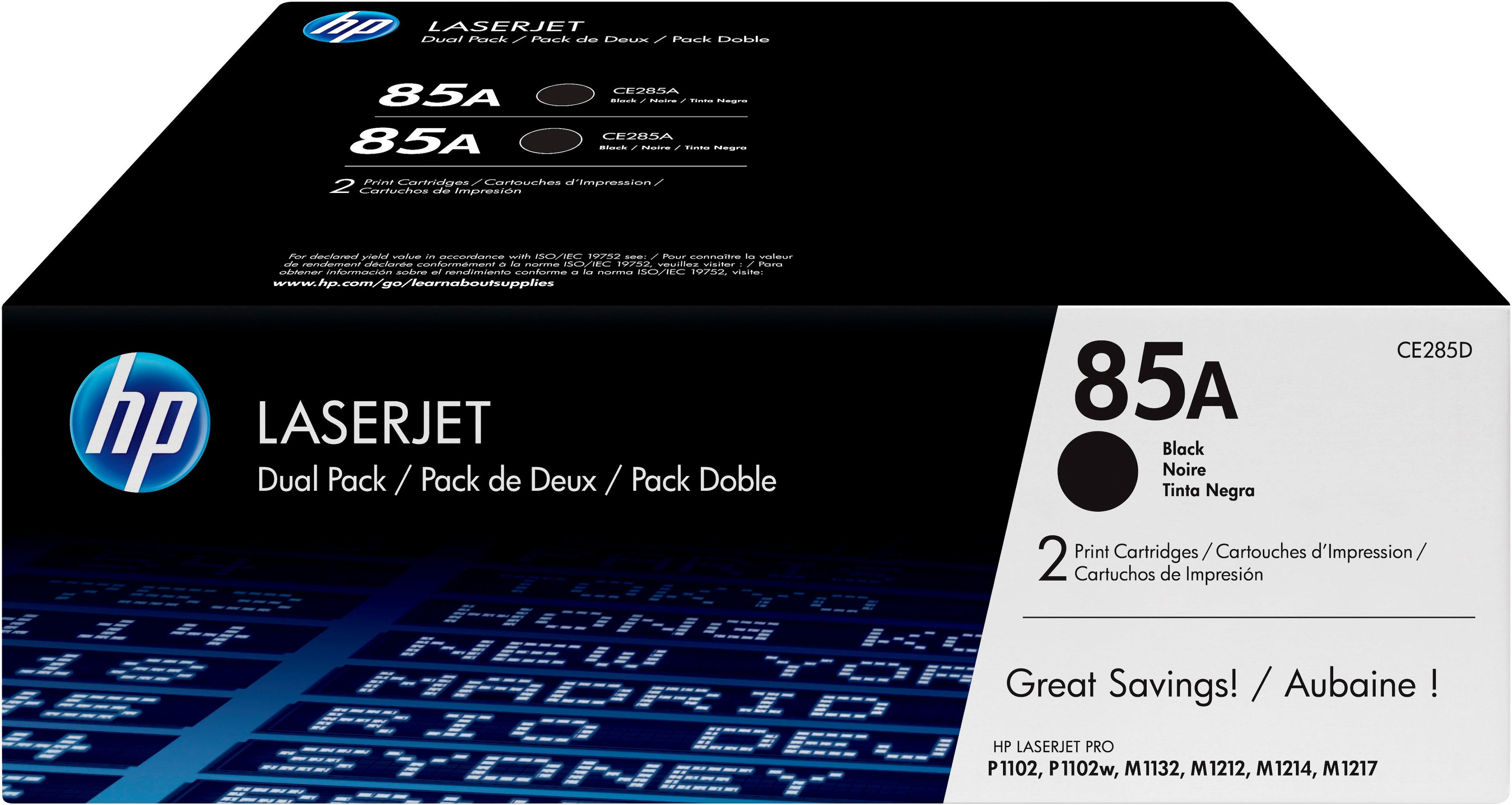 HP Tonerpatrone original HP Toner 85A schwarz, Größen A und Doppelpack