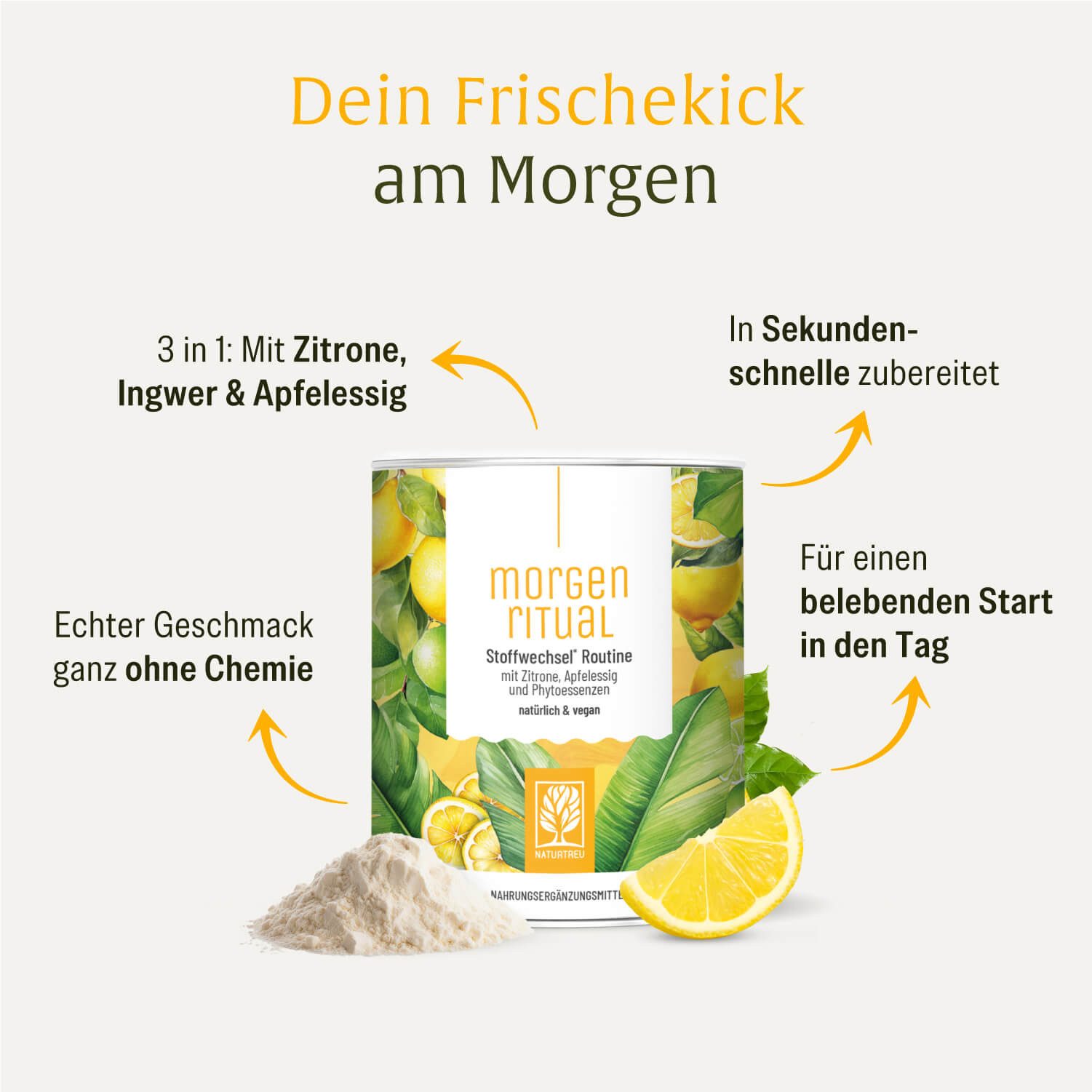 Naturtreu MORGENRITUAL Pulver, 1 er, Koffeinfrei, 100% vegan, laborgeprüft