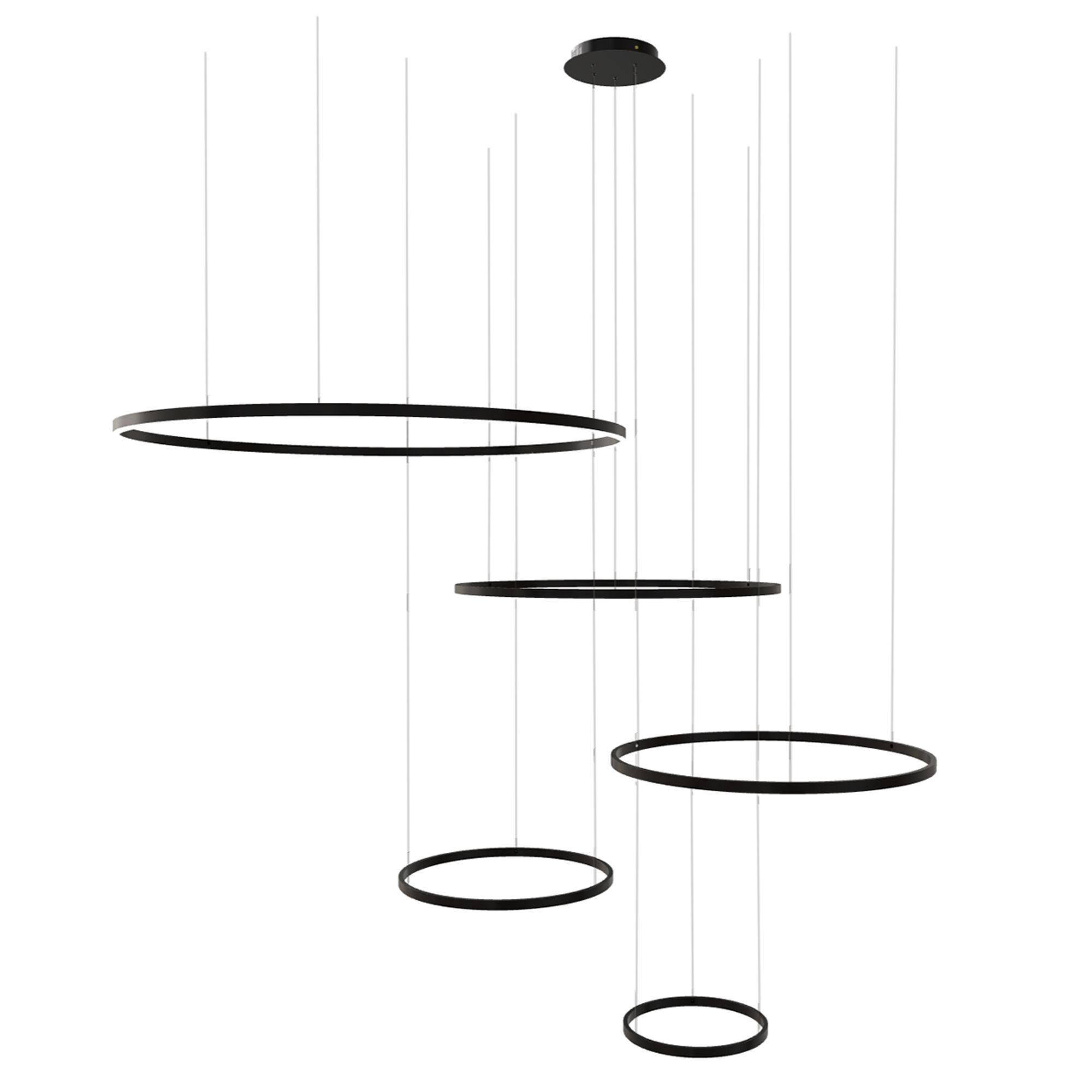 s.luce Pendelleuchte LED 5er-Ring Hängeleuchten Kombination Exzentrisch Schwarz, Warmweiß