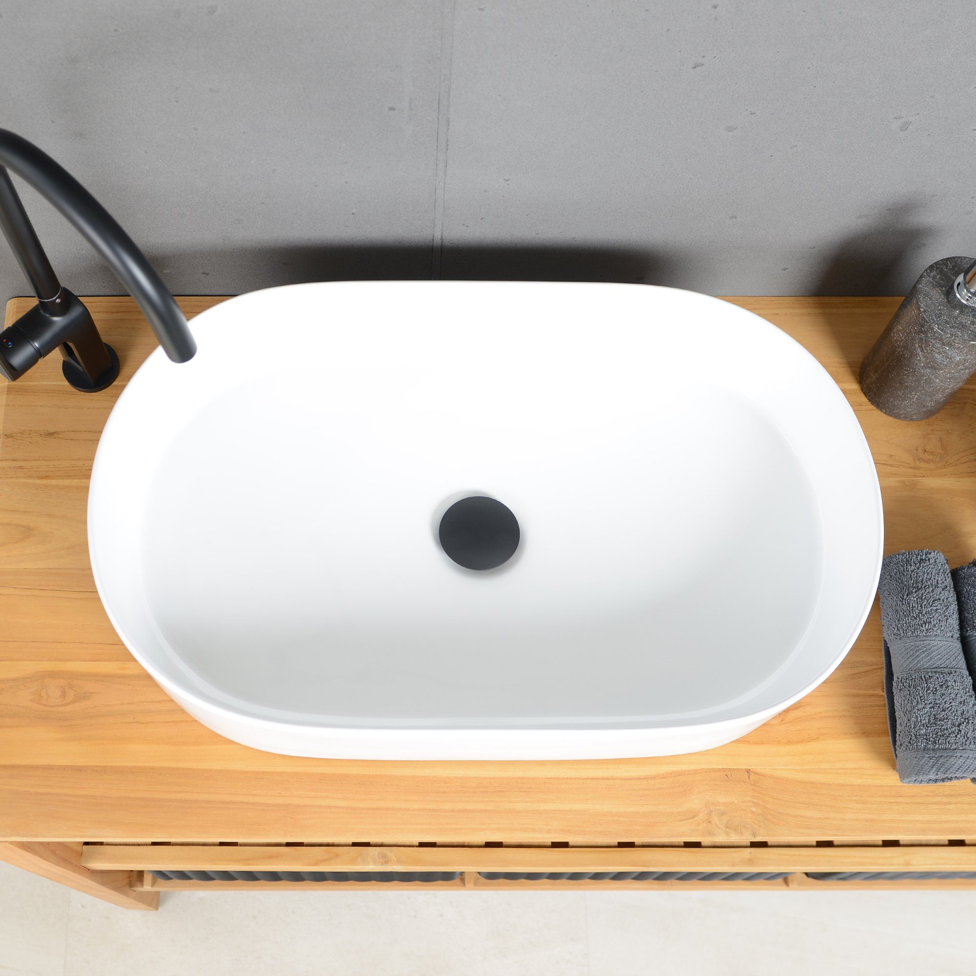 wohnfreuden Aufsatzwaschbecken Keramik Aufsatzwaschbecken 60 cm günstig online kaufen