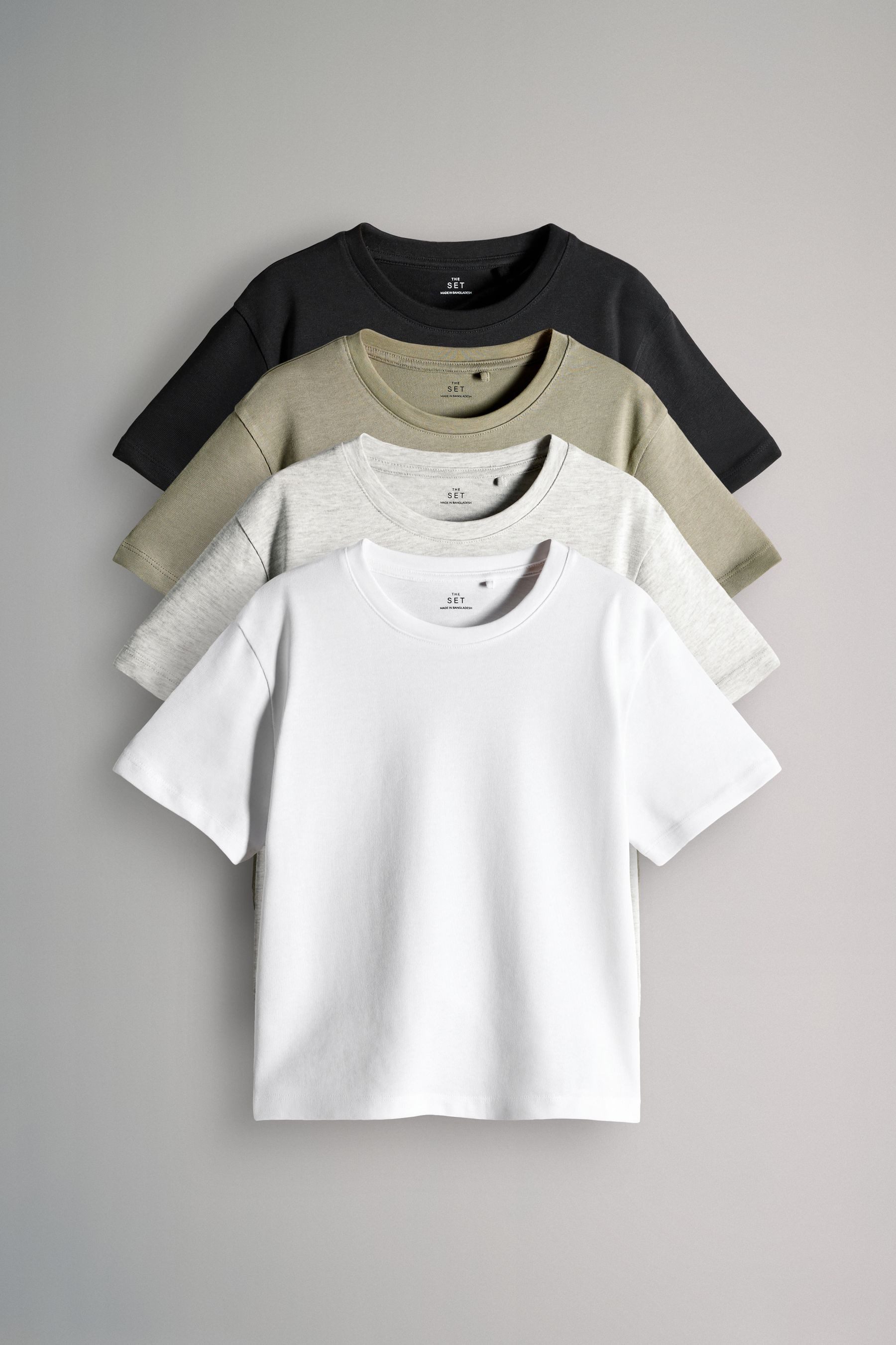 T-Shirt The Set Skater-Shirts aus schwerem Stoff, 4er-Pack