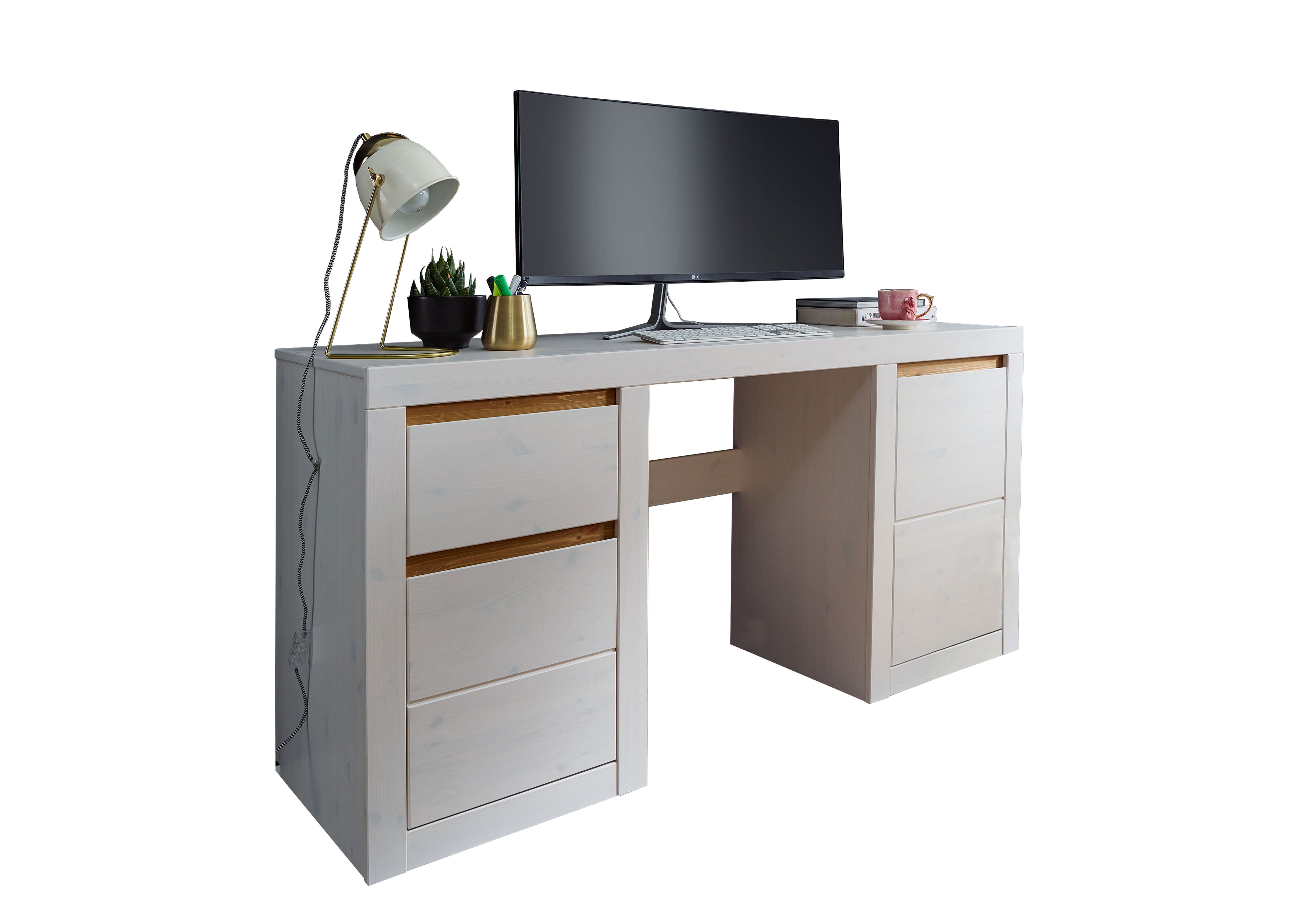 Woodroom Schreibtisch Weimar (Kiefer massiv, 155x75x50 günstig online kaufen