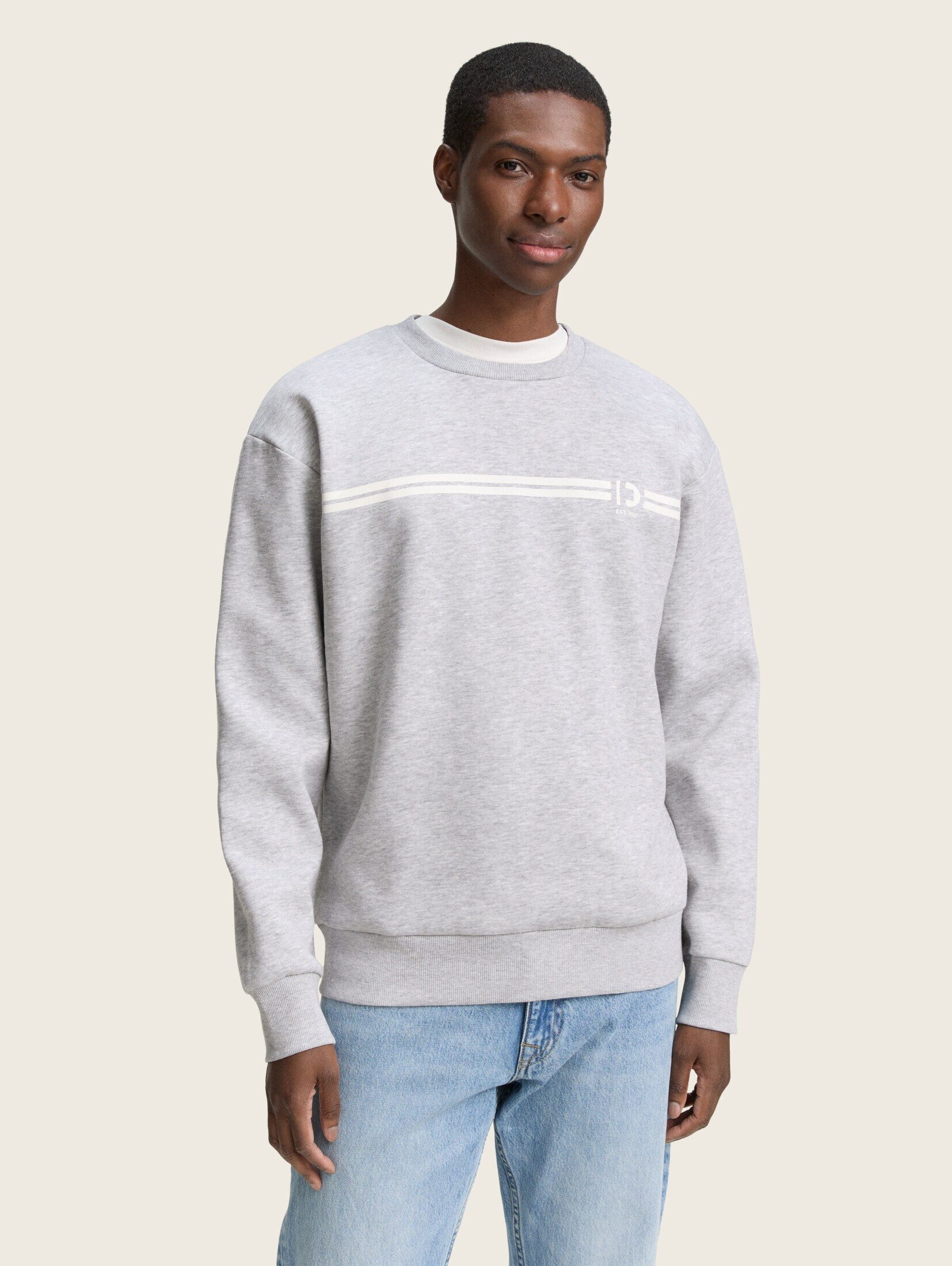 TOM TAILOR Denim Sweatshirt Strick & Sweatshirts Crewneck Sweatshirt mit Pr günstig online kaufen