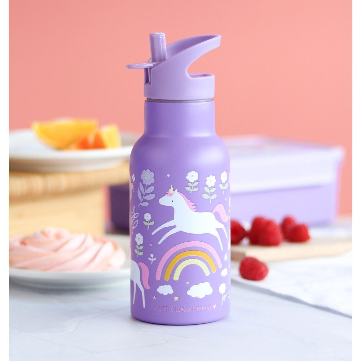 A Little Lovely Company Trinkflasche Edelstahlflasche mit Tiermotiv 350 ml 20 cm hoch