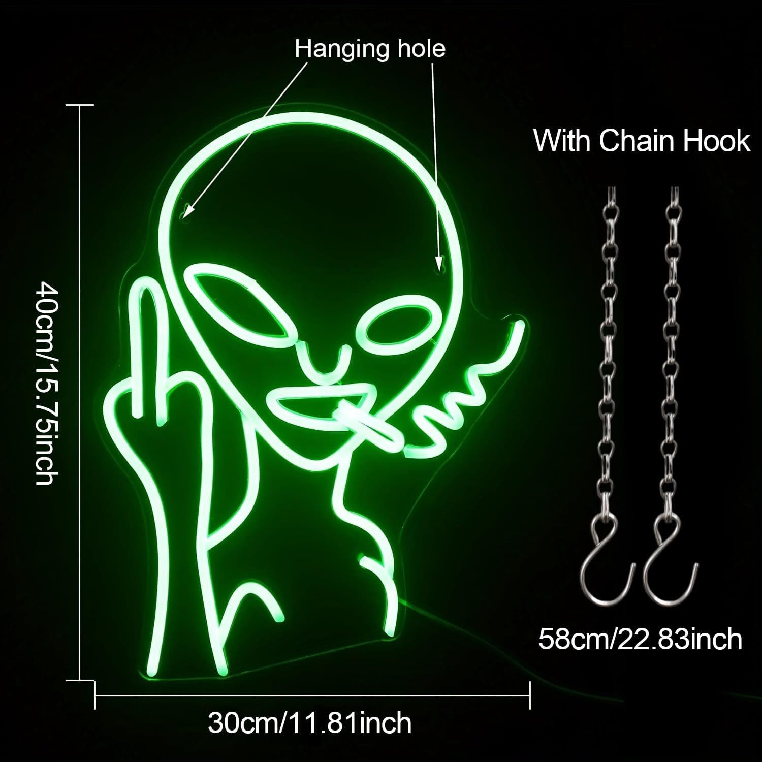 MUPOO Dekolicht Grünes Alien LED-Neonschild,LED Leuchtschilder, günstig online kaufen
