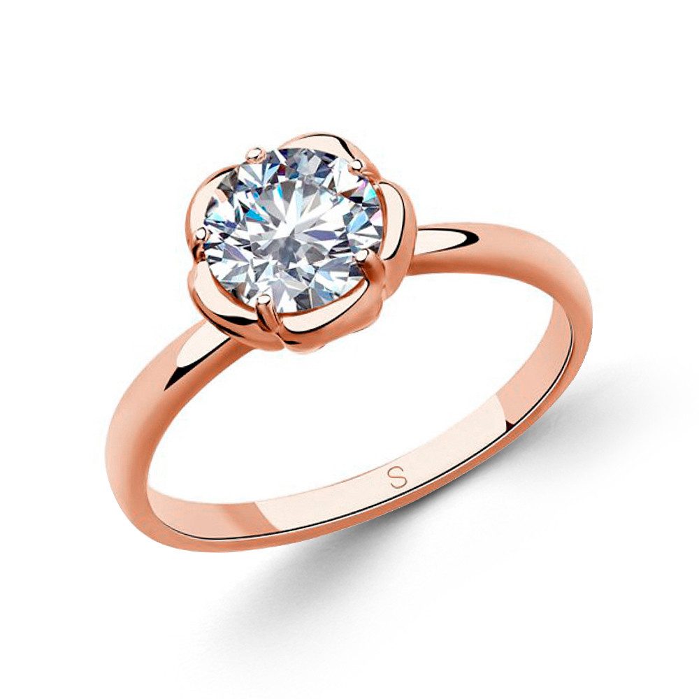 SOKOLOV Jewelry Silberring Damenring aus 925 Silber vergoldet mit Zirkonia (1-tlg), 925 Sterling Silber Silberschmuck für Damen
