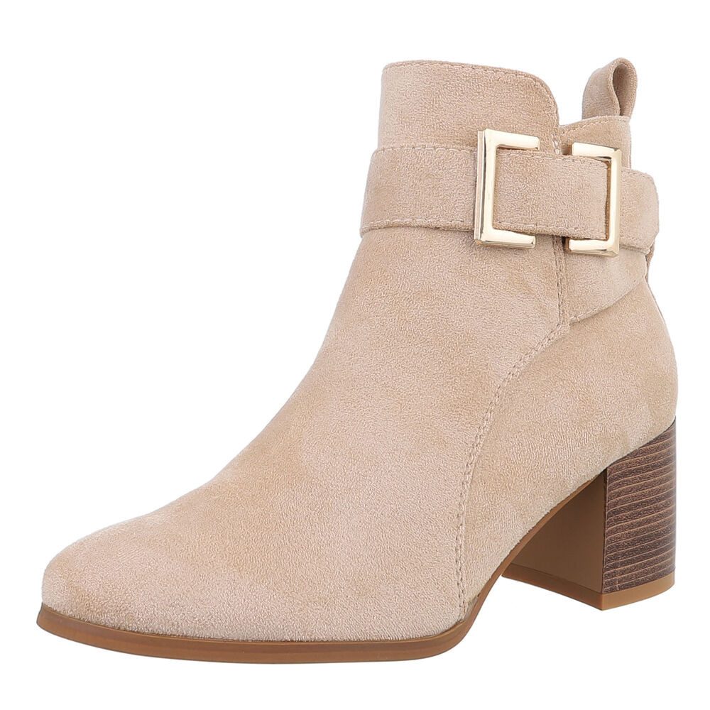 Ital-Design Damen Elegant Stiefelette (88489412) Blockabsatz Stiefeletten in Beige