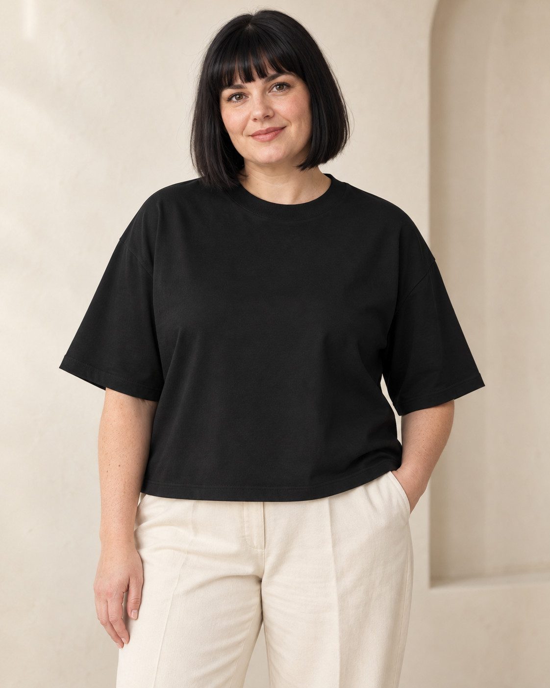 Sitztgut T-Shirt für Damen, kurz geschnitten, aus 100 % Baumwolle (1-tlg)