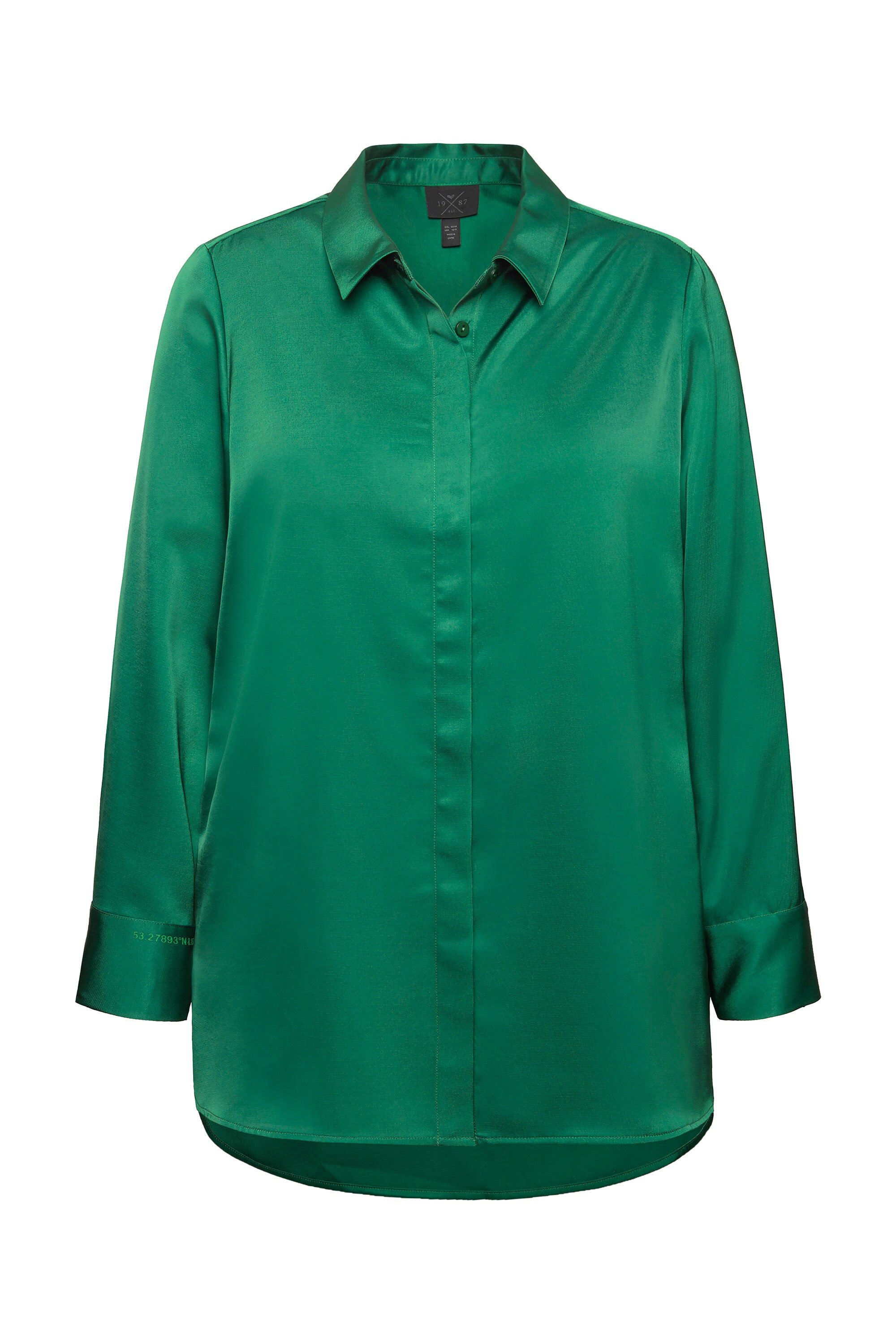 Ulla Popken Hemdbluse Satin-Hemdbluse hinten länger günstig online kaufen